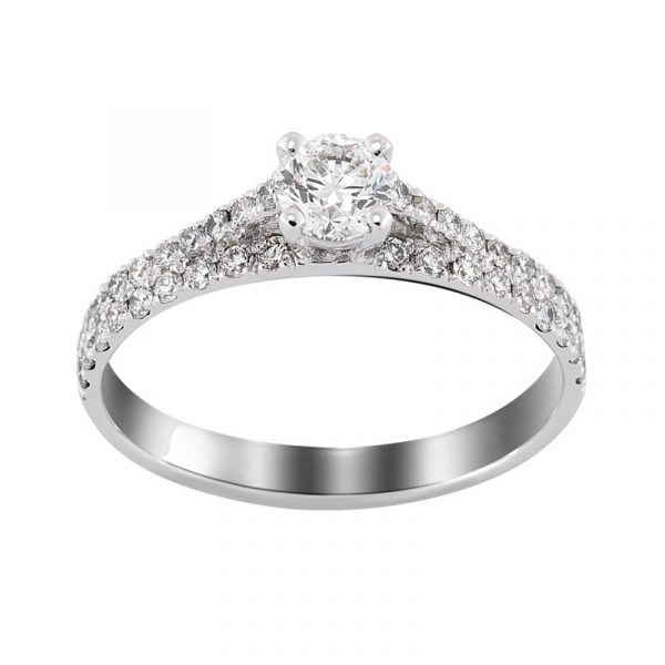 solitaire or blanc accompagné double rang
