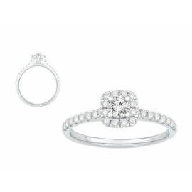 solitaire or blanc diamants entourage carré