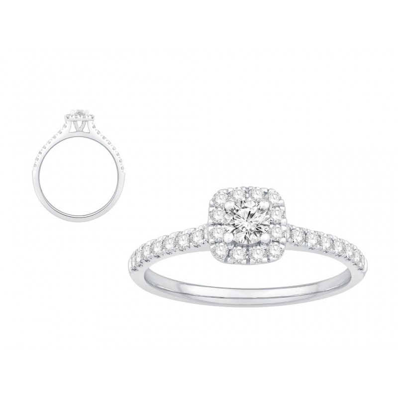 solitaire or blanc diamants entourage carré