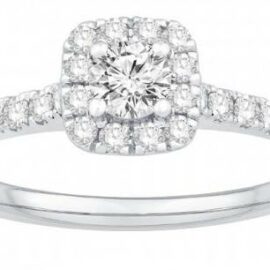 solitaire or blanc diamants entourage carré