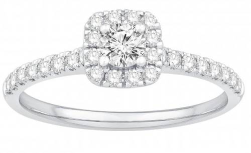 solitaire or blanc diamants entourage carré