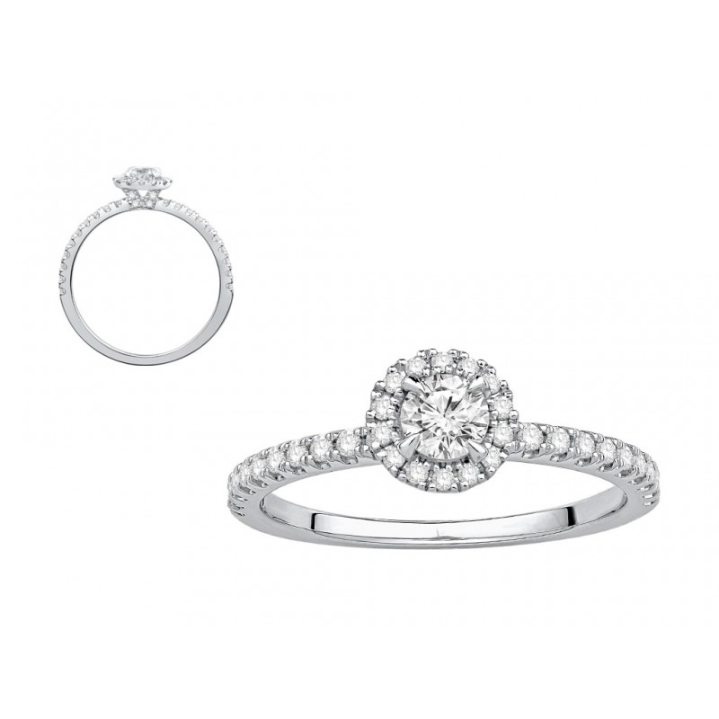 Solitaire Accompagné or blanc 750/°°°