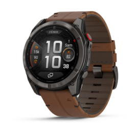 010-03199-40 GARMIN fēnix® 8 Pro  51 mm, AMOLED Sapphire, Titane Carbon Gray DLC avec bracelet en cuir marron + bracelet silicone 