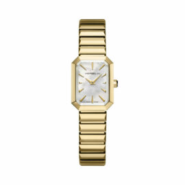 17556BP1N19 HERBELIN OCTOGÔNE  QUARTZ NACRE BLANCHE & PVD OR JAUNE