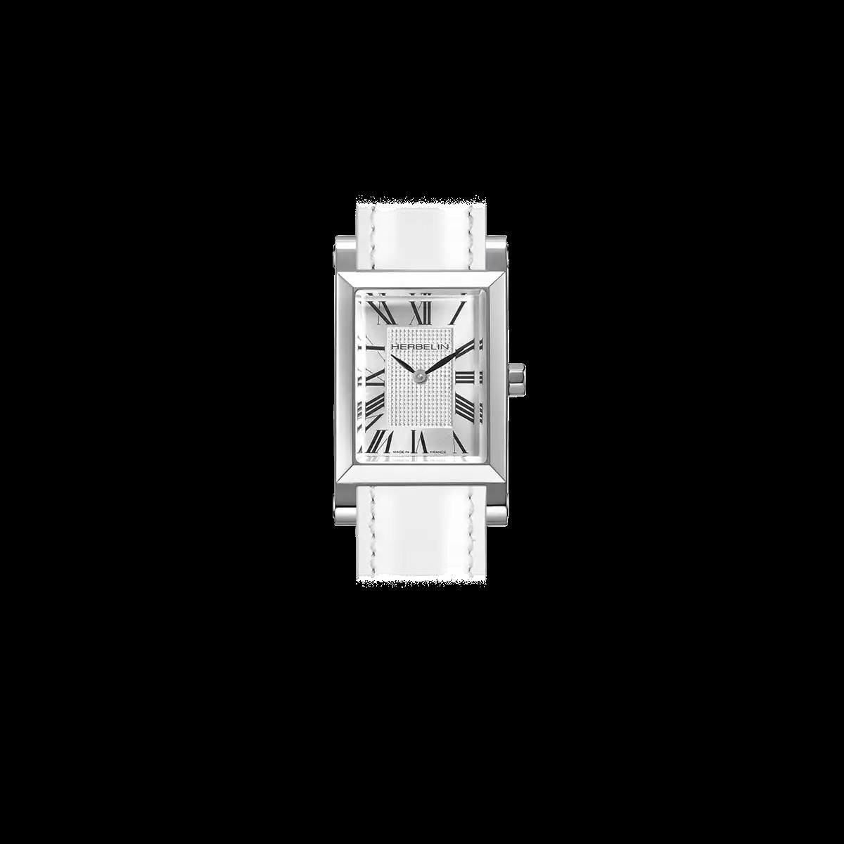 H17344AP01 HERBELIN ANTARÈS RECTANGLE QUARTZ BLANC ARGENTÉ