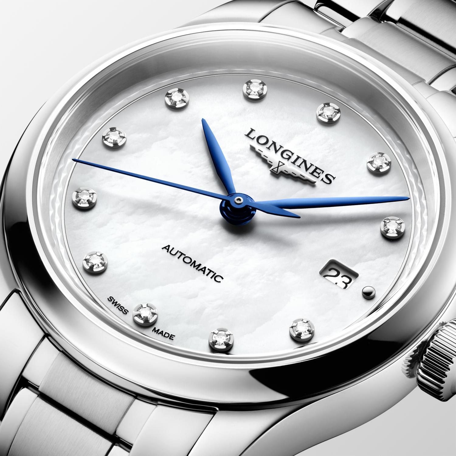 L24494876 LONGINES MASTER COLLECTION L2.449.4.87.6 Montre automatique, Ø 30.00 mm, acier, nacre, index diamant